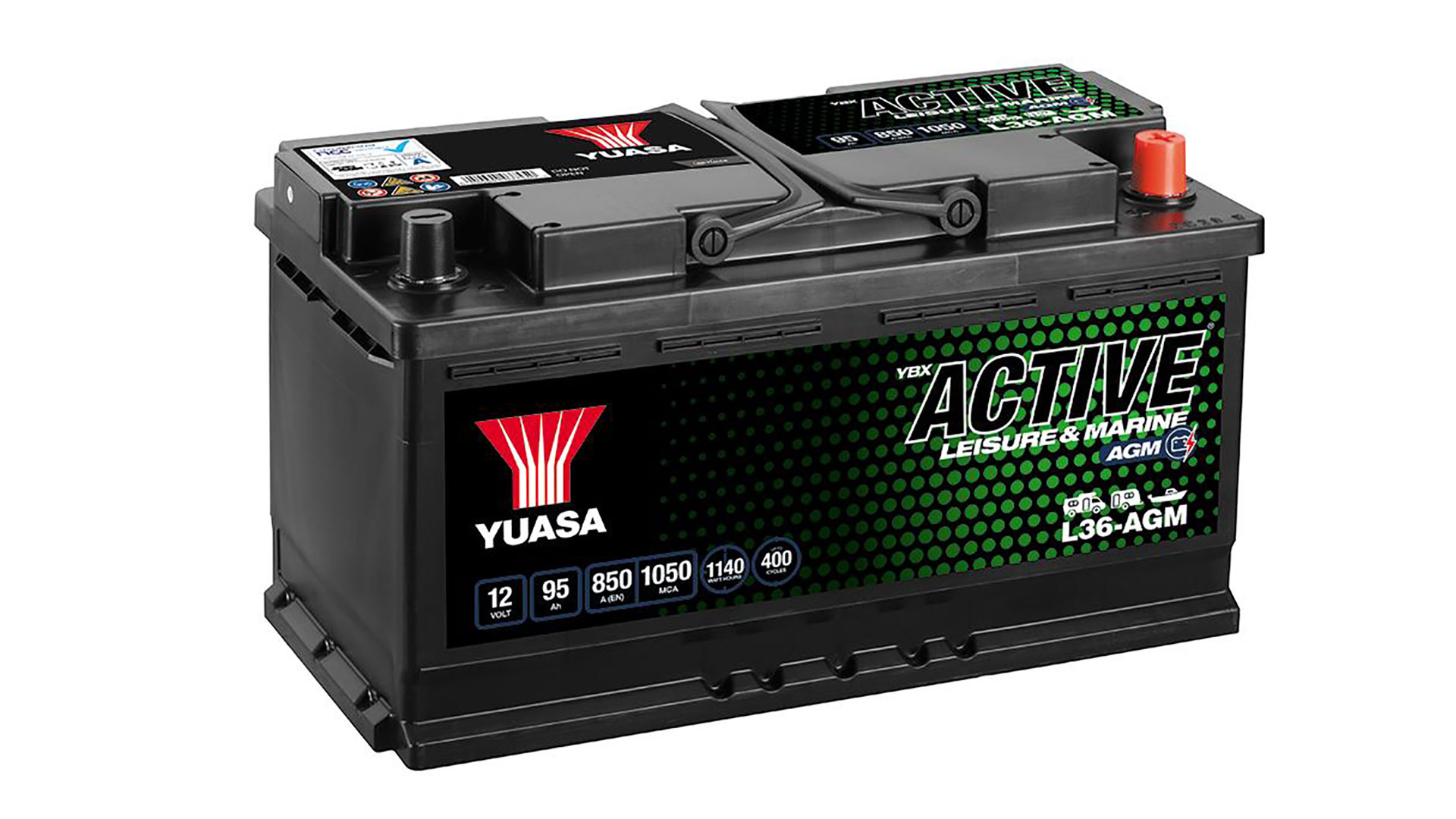  L36-AGM 12V 95Ah 850A Yuasa Active Leisure AGM Battery 