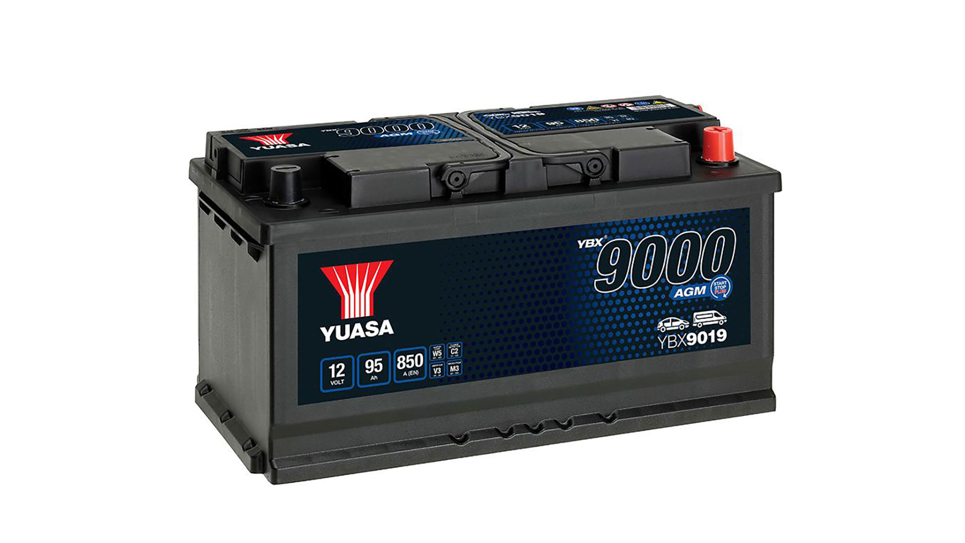 YBX9019 12V 95Ah 850A Yuasa AGM Start Stop Plus Battery