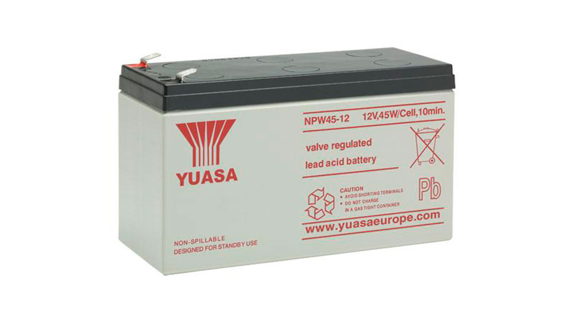 NPW45-12 (12V 7.5Ah - 8.3Ah) Yuasa High Rate VRLA Battery
