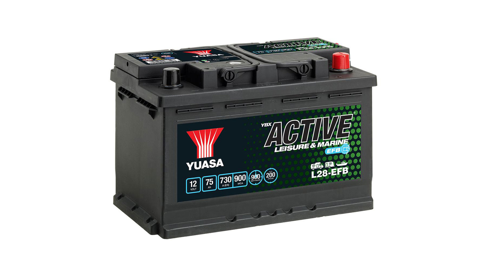  L28-EFB 12V 75Ah 730A Yuasa Active Leisure EFB Battery 