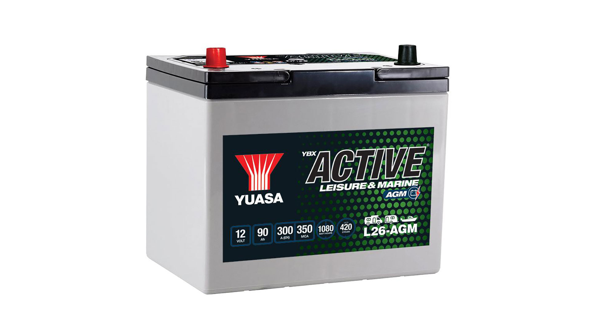  L26-AGM 12V 90Ah 300A Yuasa Active Leisure AGM Battery 